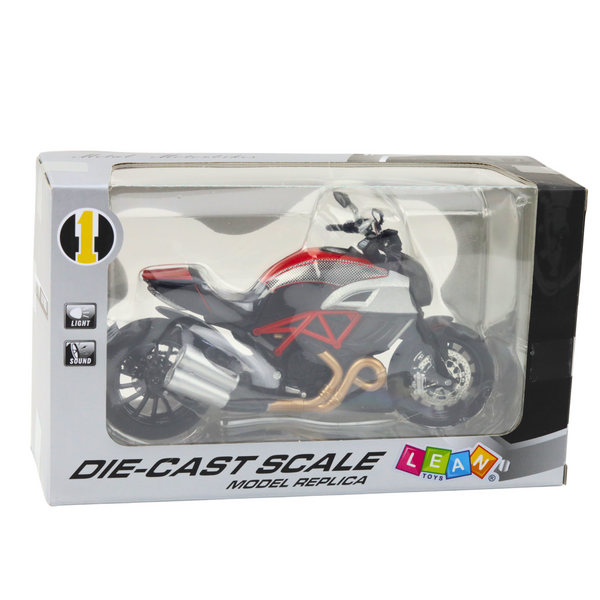 Sport Motorrad Metall Lichter Sounds Gold Red Elements 1:12