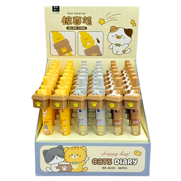 Długopis Żelowy Z Kotem W Pudełku Niebieski Tusz 0.5mm