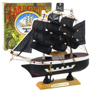 Collectible Model Decorative Pirate Sailing Ship Black 16x15cm