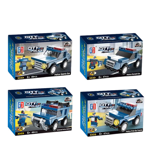 Police Vehicles Friction Drive Construction Blocks Set