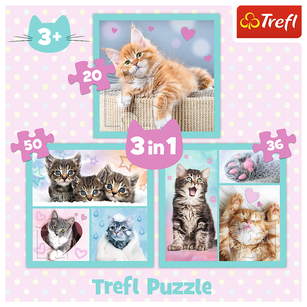 Puzzle - "3 in 1" - Cute animals Trefl 34862