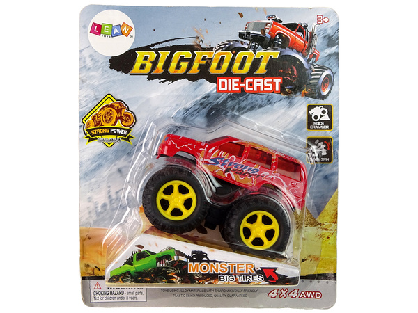 Resorak Monster Truck Pull Back Antrieb Gummireifen Metallkarosserie + Entfaltende Rampe