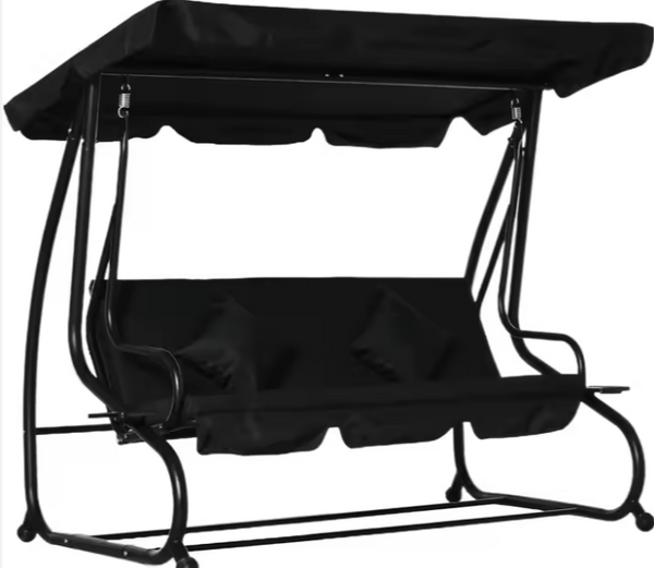 Vier-Personen-Gartenschaukel Schaukeldach freistehend schwarz