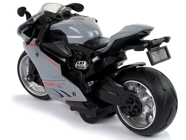 Grau 1:12 Sportmotorrad Rückzug Antrieb Sound Lichter