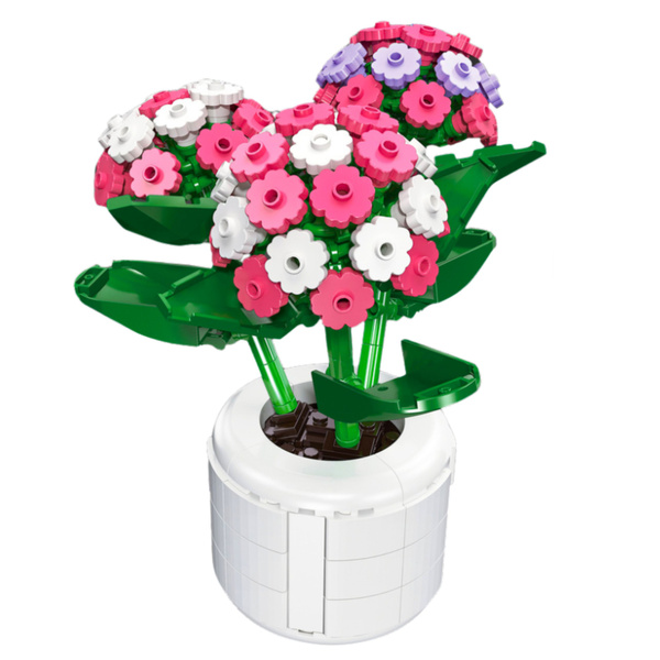 Construction Blocks Pink Hydrangea in a Pot 342 pcs.