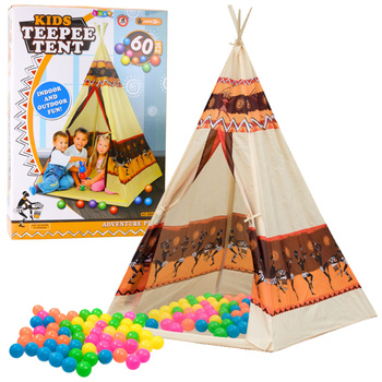 Namiot Tipi Indiański Baza Dla Dzieci + 60 Piłek 155 cm