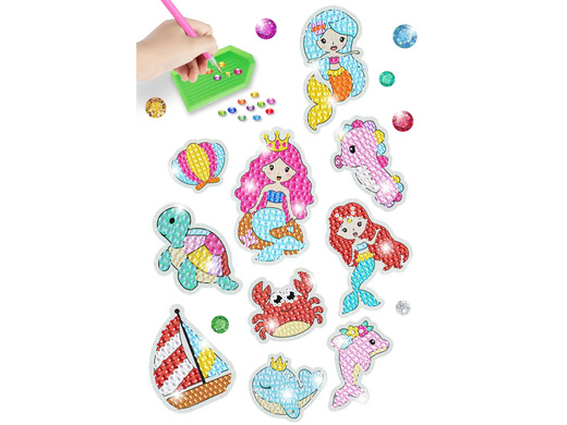 Diamant-Stickerset Meereswelt Tiere Mosaik
