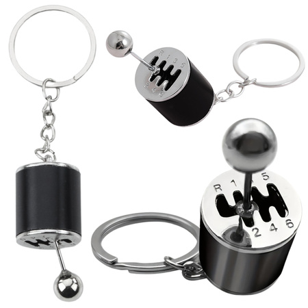 Metal Keychain Movable Gearbox Black