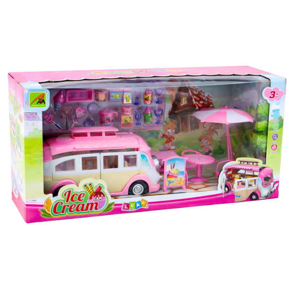 Ica Cream Car Camper Ice Cream Parlor For Dolls Foldable Pink