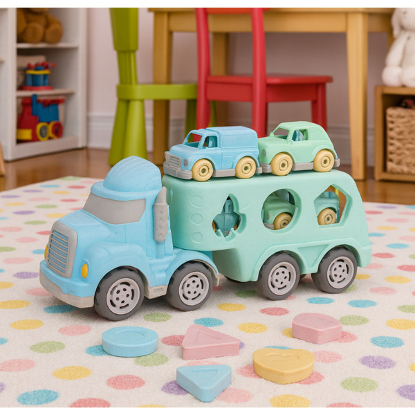 Truck Tow Truck Educational Sorter With Cars Blocks Pastel BIO Plastic