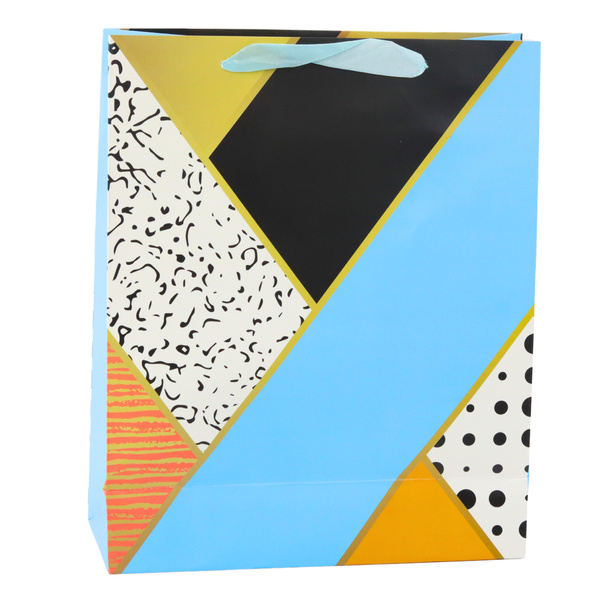 Geschenktüte aus Papier mit geometrischen Mustern, 32 x 26 x 12 cm