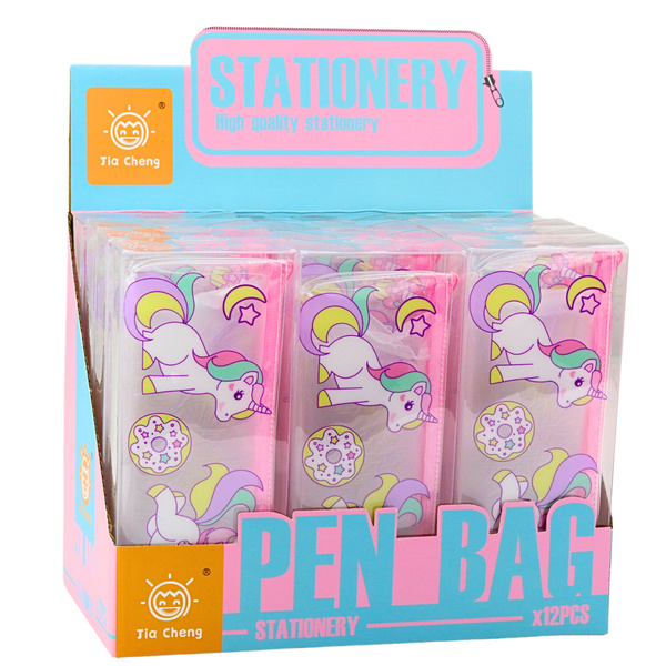 Pencil Case School Kit Transparent Donut Unicorns 20 x 8.5 x 4cm