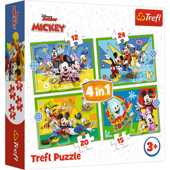 Puzzle – „4w1 (12, 15, 20, 24)“ – Wśród przyjaciół Myszka Miki Trefl 34616