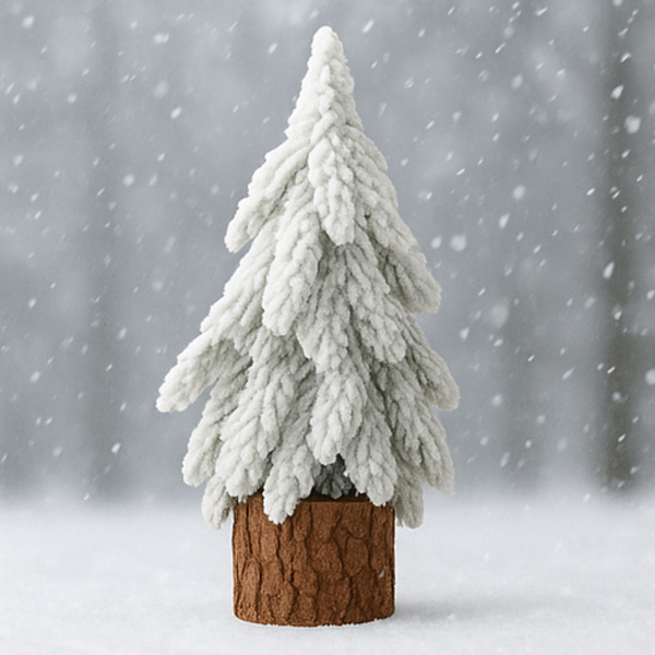 Decorative Artificial Christmas Tree on a Trunk Covered with Snow 20 x 9 cm