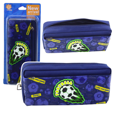 Schul-Organizer-Federmäppchen mit Fußball, Marineblau