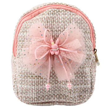 Children's Backpack Braided Bow Bunny Pink 21cm 2L