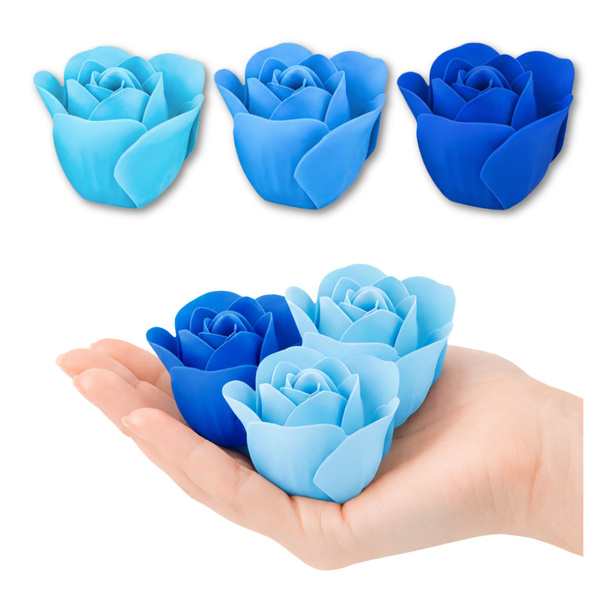 Flower Box Eternal Fragrant Roses Flowers in a Box Blue 18 pcs.