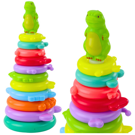 Pädagogisches Pyramidenpuzzle mit Dinosaurierfiguren-Aufklebern und 12 Ebenen