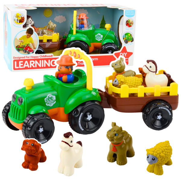 Motorized Tractor Interactive Animals Trailer Sounds Lights
