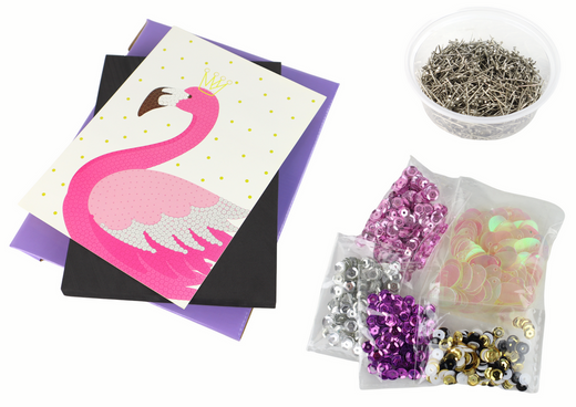Kreatives DIY-Pailletten-Set mit Nieten und Flamingo-Rahmen