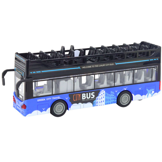 City Bus Double Decker 1:16 Drive Lights Sounds Blue