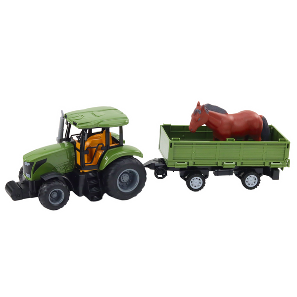 Ferngesteuertes RC-Traktor-Set mit Anhänger und Pferd