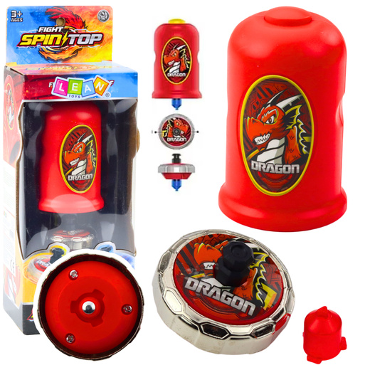 Flying Disc Dragon Spinning Top Launcher Set Red