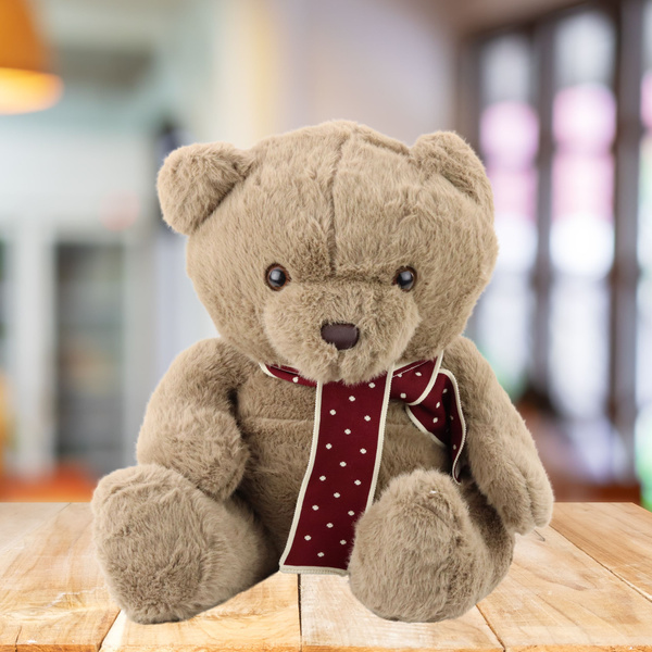 Plush Mascot Cuddly Toy Big Teddy Bear With Scarf Light Brown 45cm