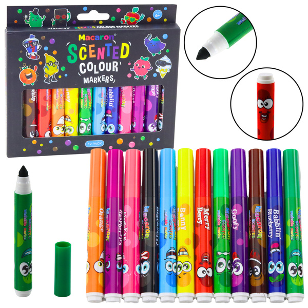 Markers, felt-tip pens, intense colors, fragrant, 12 pcs.