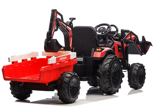 Battery-Powered Excavator with Trailer SX2068 Red