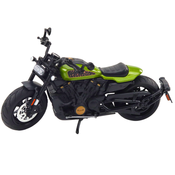 Motorcycle Chopper Metal Lights Sounds Black Green Elements 1:12