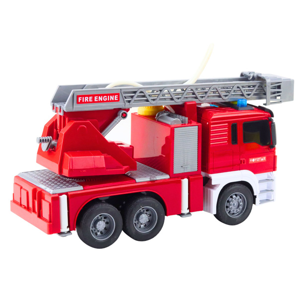 Feuerwehrwagen mit Hupe, Feuerwehrfahrt, Wasserstrahl, Lichter, Geräusche