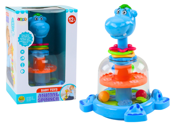 Nilpferd-Kreisel mit Kugeln für Babys, Blau
