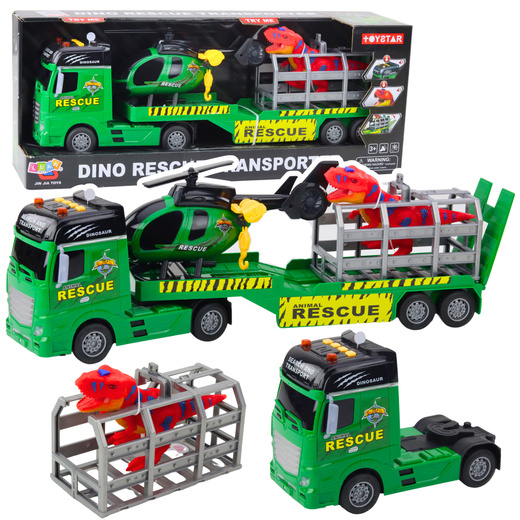 Rettungsset, LKW, Hubschrauber, Auto, Dinosaurier, Lichter, Geräusche