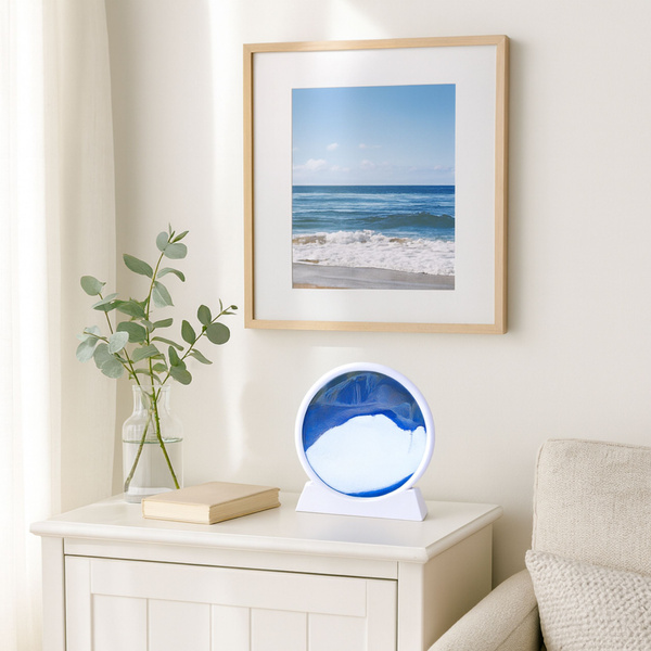 3D-Bild Treibsand Blau Dekoration 360° Weiß