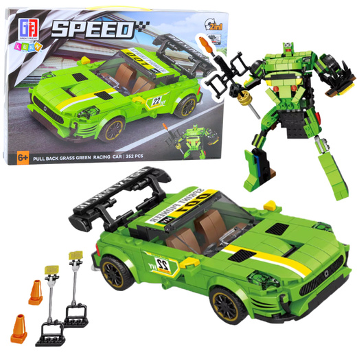 Construction Blocks Car Robot 2in1 Yellow-Green Drive 352 pcs.