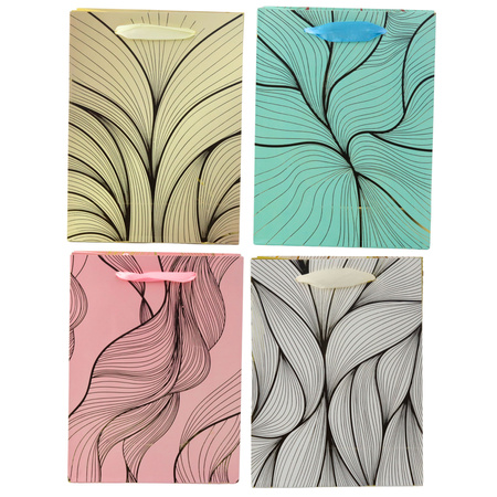 Gift Bag Wavy Gold Pattern Mix Color 23 x 18 x 10 cm