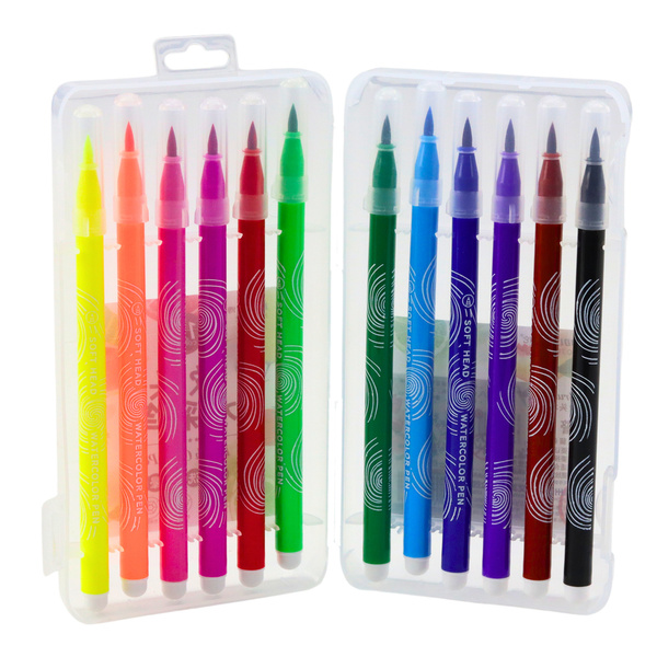 Watercolor Markers in Organizer Colored Set of 12 Pcs