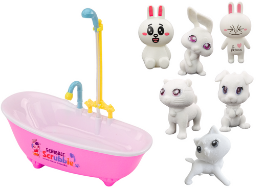 Animal Painting and Bathing Set 6 Pcs Bathtub Markers Pink
