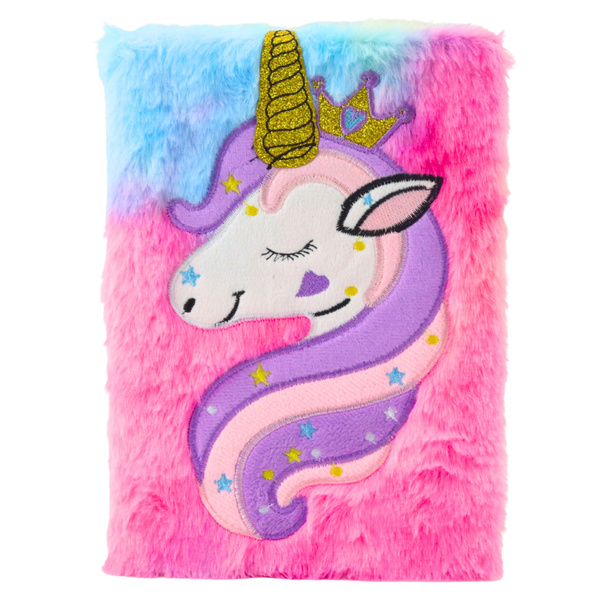 Plush Notebook Notebook Lined Unicorn with Golden Horn A5 80 Sheets