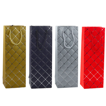Wine Bottle Paper Gift Bag Silver Elements 35 x 12 x 9 cm