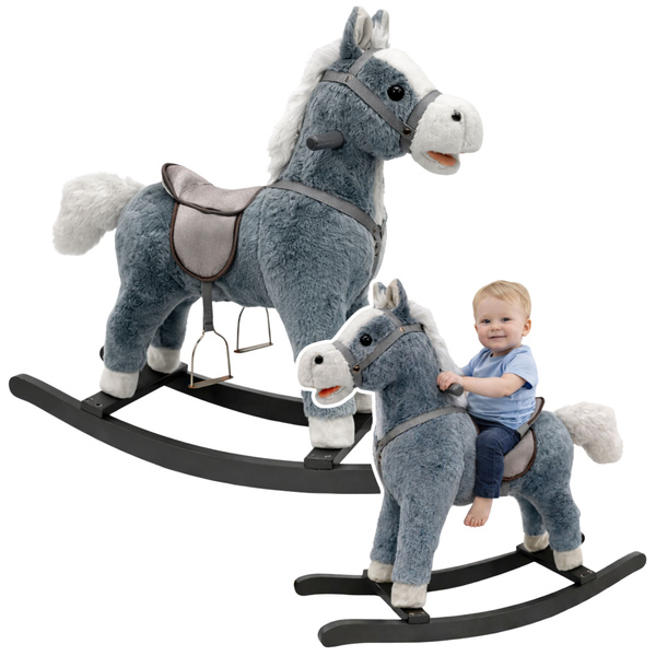 Rocking Horse Saddle Feet Rocker Sounds Gray 74 cm