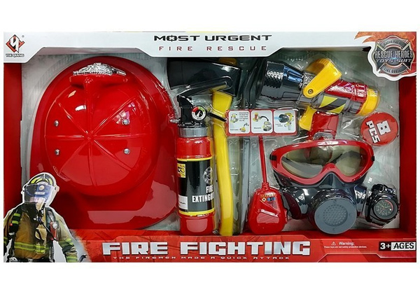 Feuerwehrmann Kit Helm Feuerlöscher Beil Maske Brecheisen