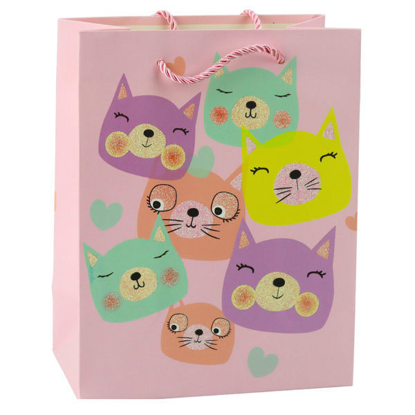 Paper Gift Bag Cats Glitter 23 x 18 x 10.5 cm