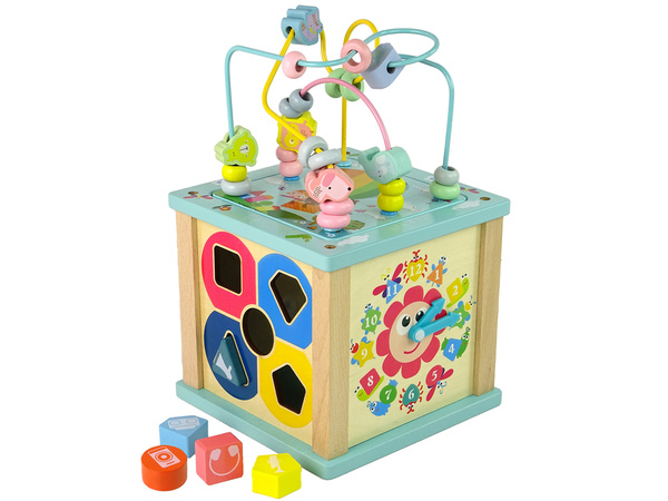 Hölzerner Lernwürfel Sorter Labyrinth Spiel Uhr Chinoiserie