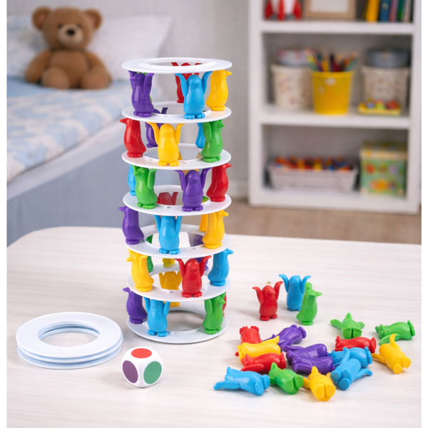 Verrückte Pinguine auf dem Turm – ein farbenfrohes Familien-Arcade-Spiel