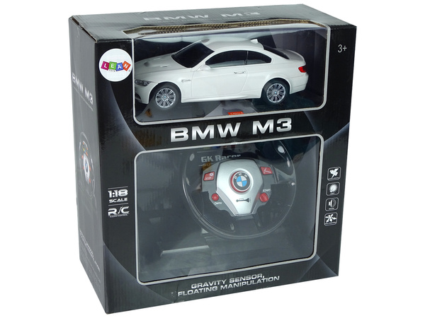 Auto Zdalnie Sterowane BMW M3 Białe Pilot Kierownica 1:18 Dźwięk Światła