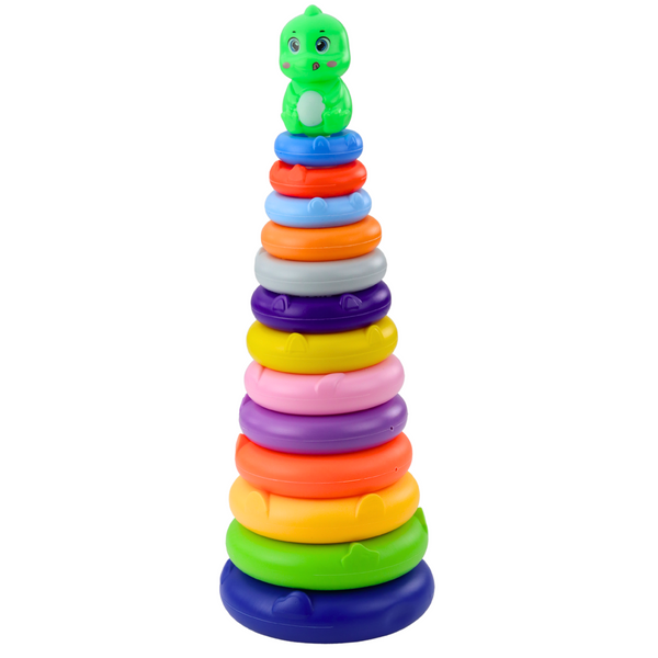 Pyramidenturm Dinosaurier Bunt 13 Räder 45 x 15,5 x 15,5 cm