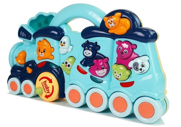 Kids Interactive Toy Locomotive Animal Sounds Blue