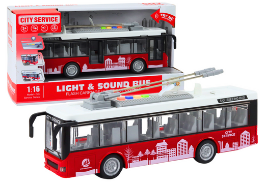 Trolleybus Bus 1:16 Lichtgeräusche fahren weiß und rot